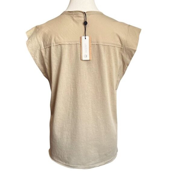 NWT RAG & BONE WOMEN'S KHAKI MIX MEDIA MUSCLE TOP - S - Picture 4 of 12